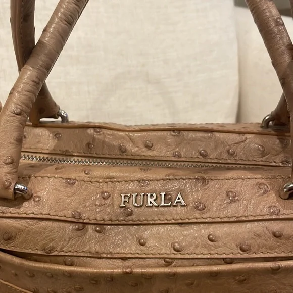FURLA ostrich handbag. Only wore twice it’s like brand new. - Picture 3 of 17
